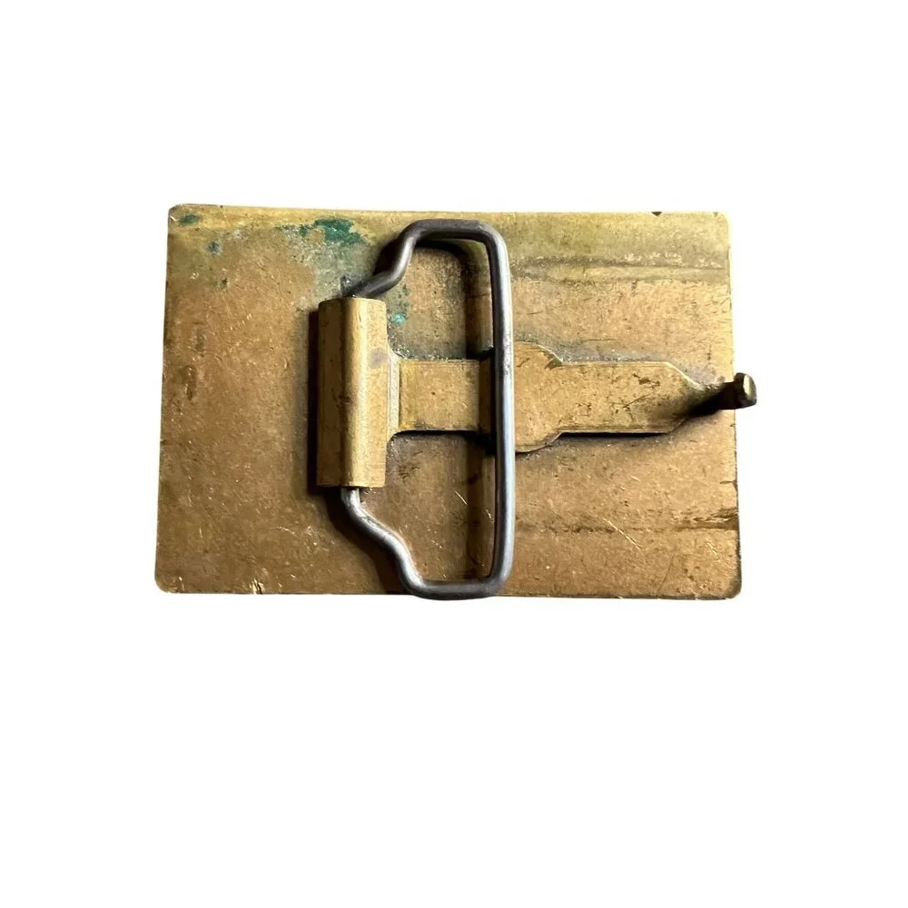 Vintage Manitowoc Brass Belt Buckle Rectangular Design